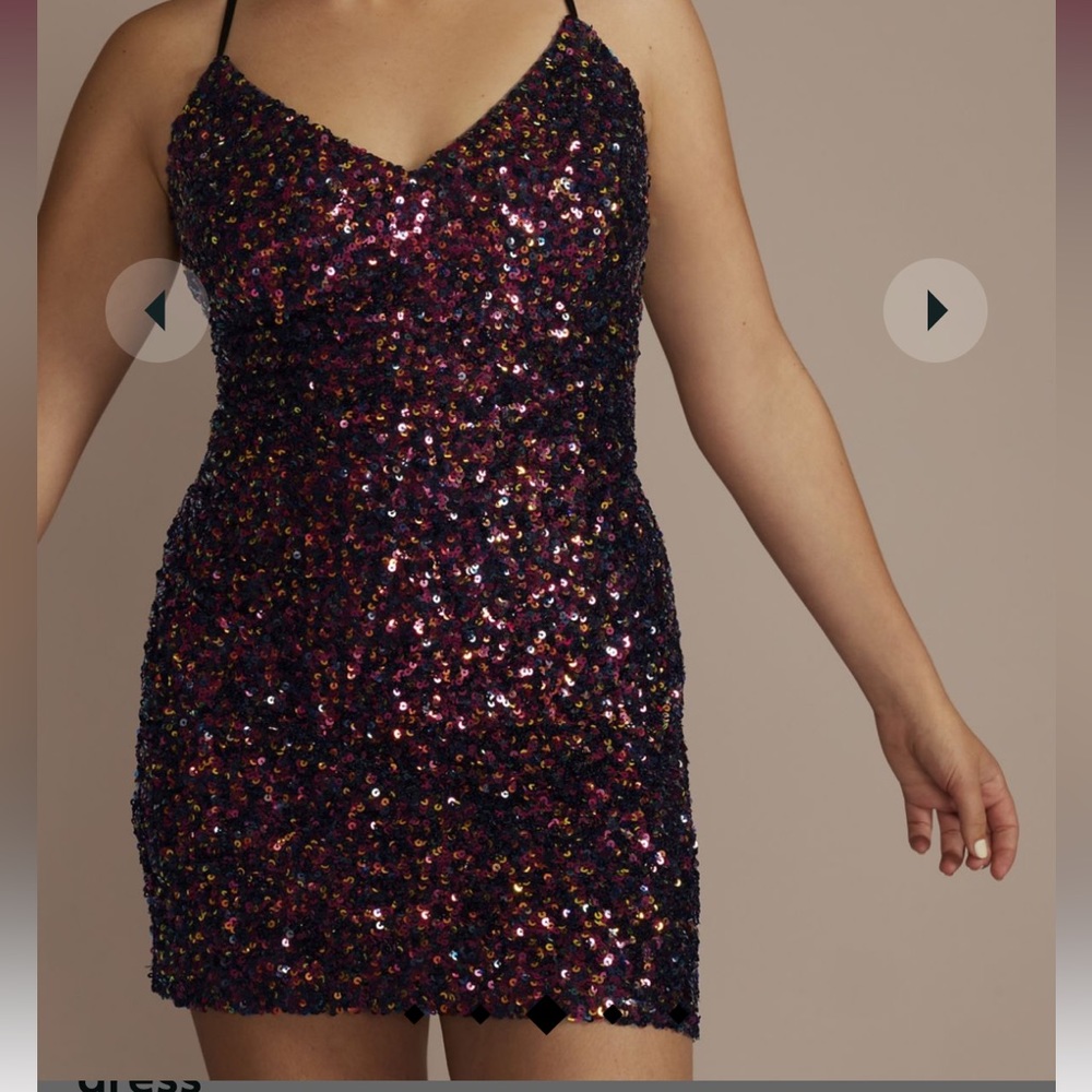 Jules and Cleo allover sequin v-neck mini homecoming dress
